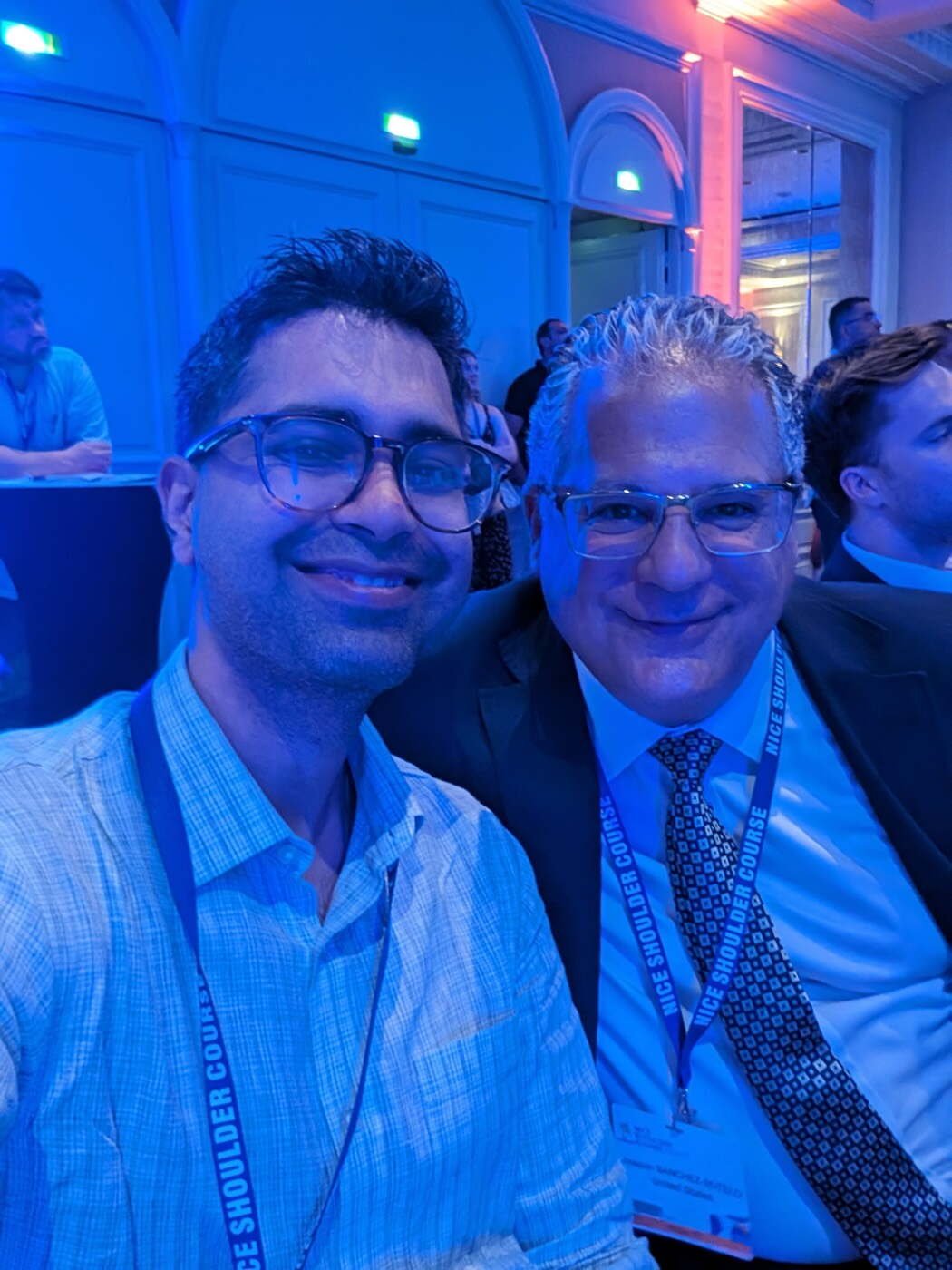 Dr Aditya Malik with Professor Joaquin Sanchez-Sotelo at the Nice Shoulder Course, June 2024