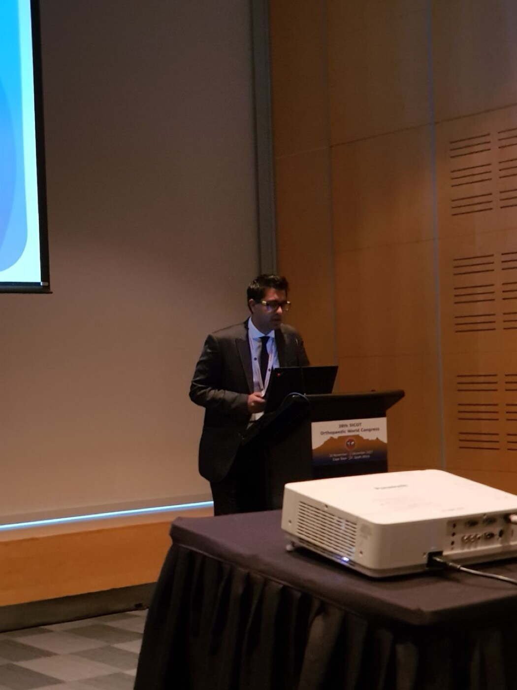 Dr Aditya Malik presenting research at the SICOT Orthopaedic World Congress, Cape Town, 2017